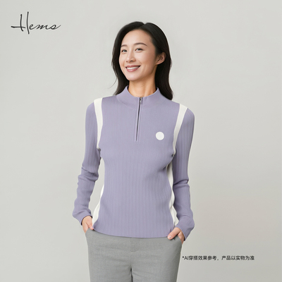 海尔曼斯25早秋新品轻运动休闲瑜伽呼吸感轻盈羊毛针织衫240Q9D41