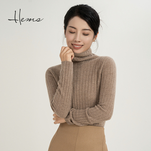 海尔曼斯26 高领D4981D71 2支粗纺进口机10.2针约145g羊绒毛针织衫