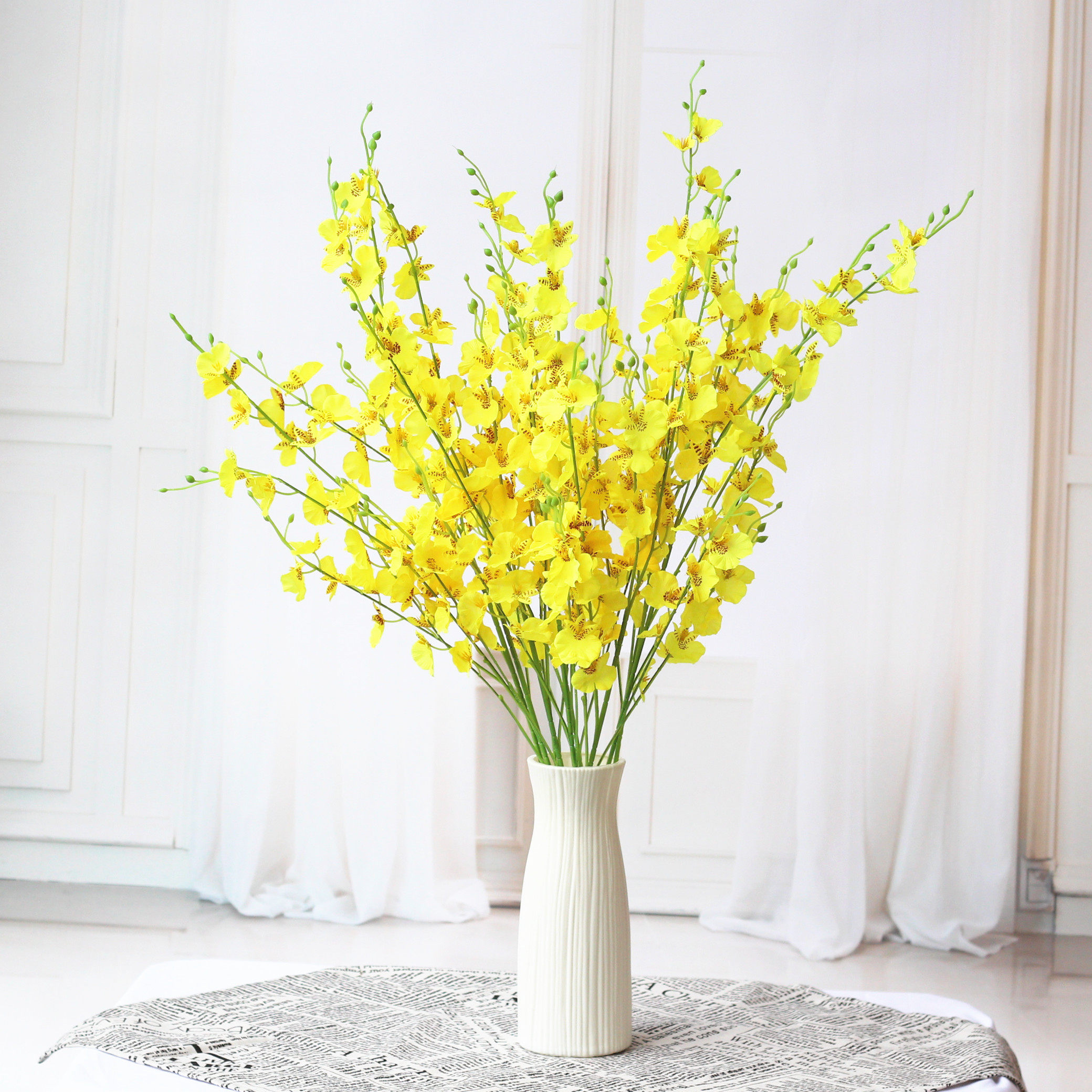 文心兰仿真花长枝高枝跳舞兰迎春花套装婚庆家居装饰花跳舞蓝插花