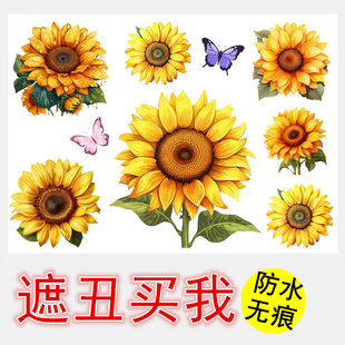 向日葵玻璃贴纸可撕无痕墙壁瑕疵遮挡窟窿贴不透明墙面遮丑装饰贴