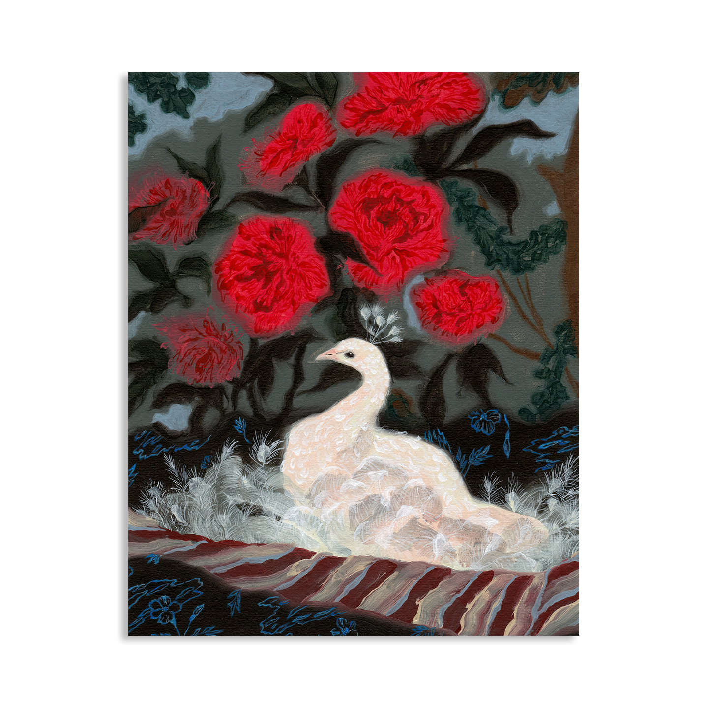 Yukiko Noritake 轻奢孔雀小众治愈系装饰画油画无框画铝合金画框图片