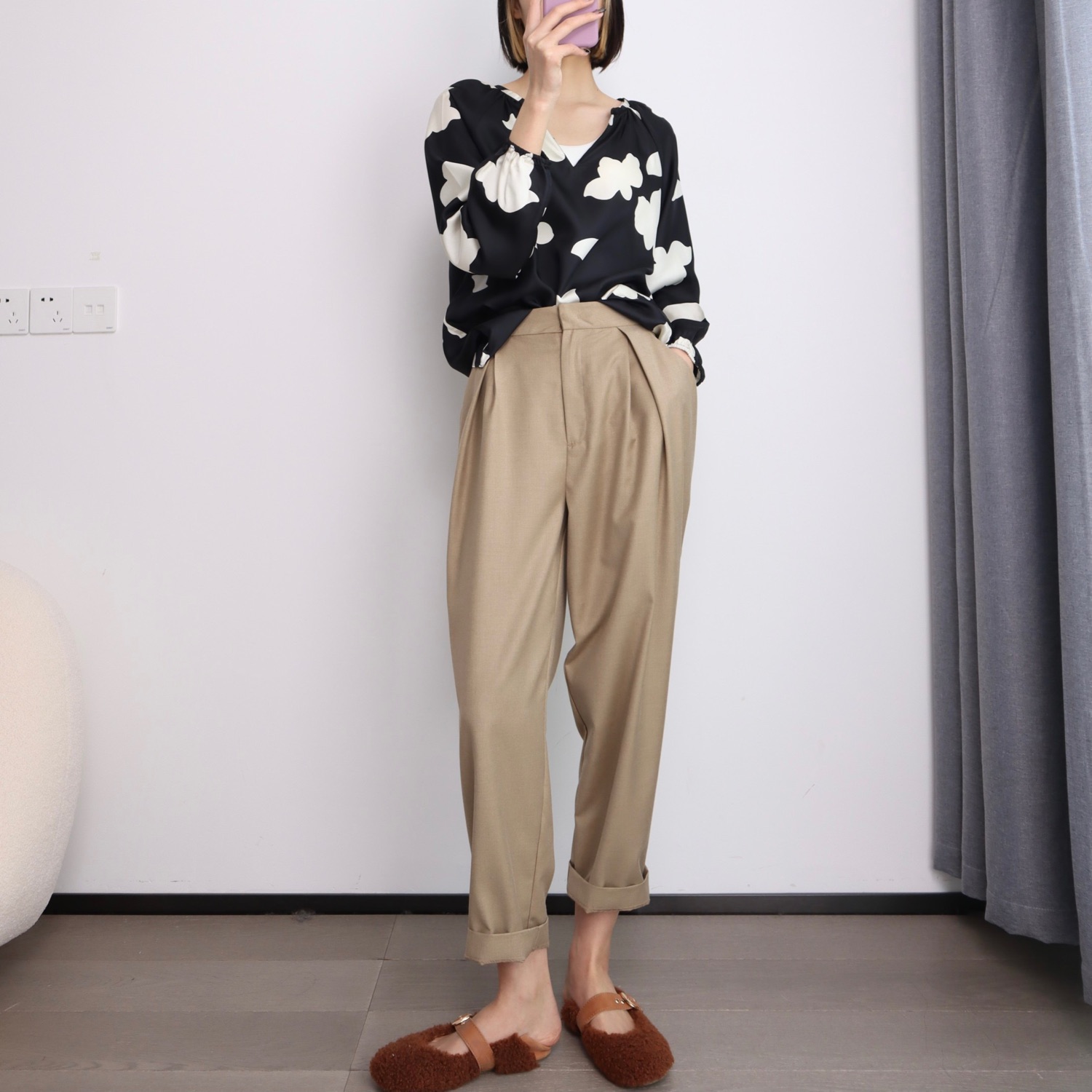 ponkey 又娘又man～ed新款，进口面料哈伦裤，有范带感老爹裤