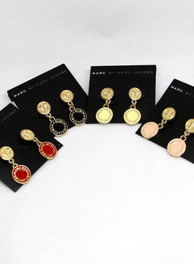 39克拉欧美外贸饰品m.j马克新款女潮流经典时尚气质滴油多色耳环