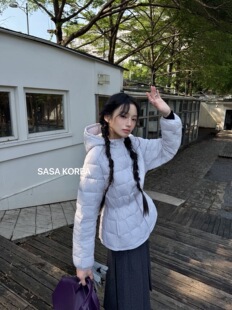 2026冬季新款韩国东大门方格小蛮腰显瘦连帽羽绒服女短95白鸭绒