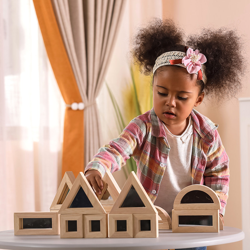 viga大号镜子积木幼儿园儿童益智拼搭建构玩具木制叠叠乐游戏