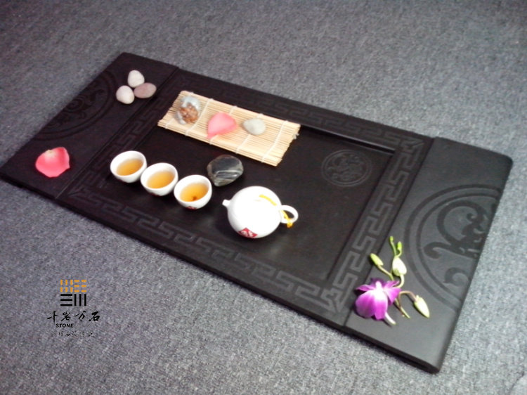 特惠乌金石茶盘石茶海功夫茶具茶道用具天然石材手工茶盘复古茶具