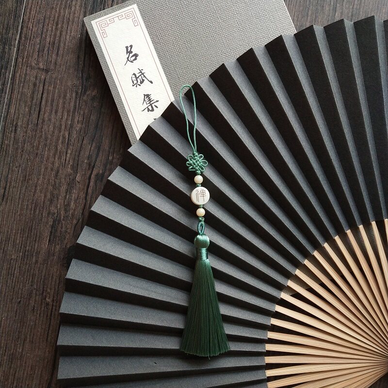 迷你小扇坠玉石扇子坠折扇坠子笛子坠纯手工编织小流苏三生三世款