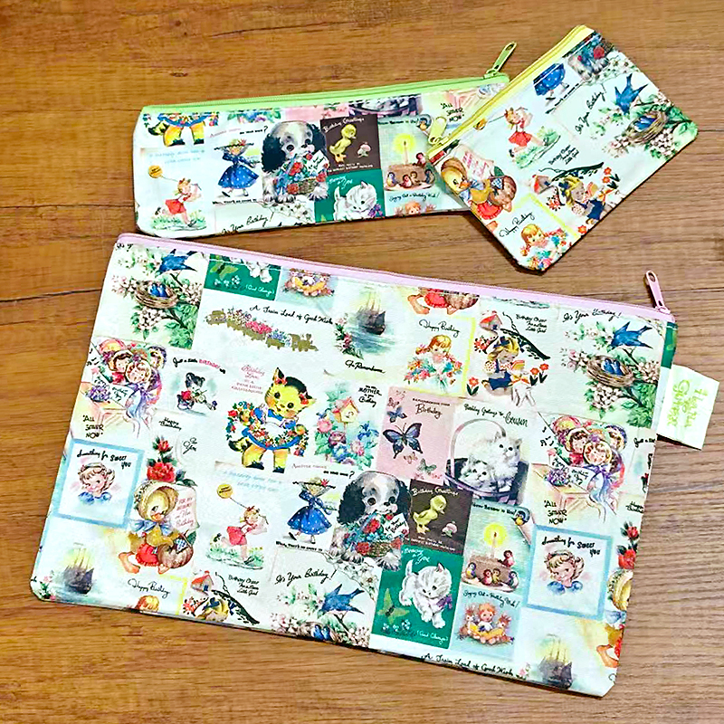 外D复古信封包袋笔袋小零钱包一组三个