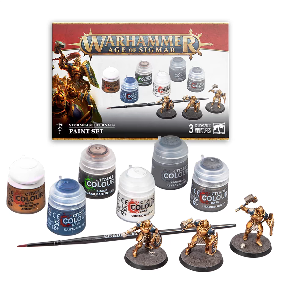 战锤AOS雷铸神兵颜料套装 金人试涂Stormcast Eternals Paint Set