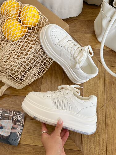 2026夏新款A58丫奢厚底中跟增高系带时尚韩版休闲鞋女鞋小白鞋