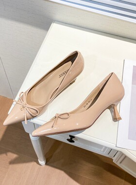 热卖款夏雪儿608-109高跟尖头蝴蝶结时尚韩版通勤工作鞋女鞋有34