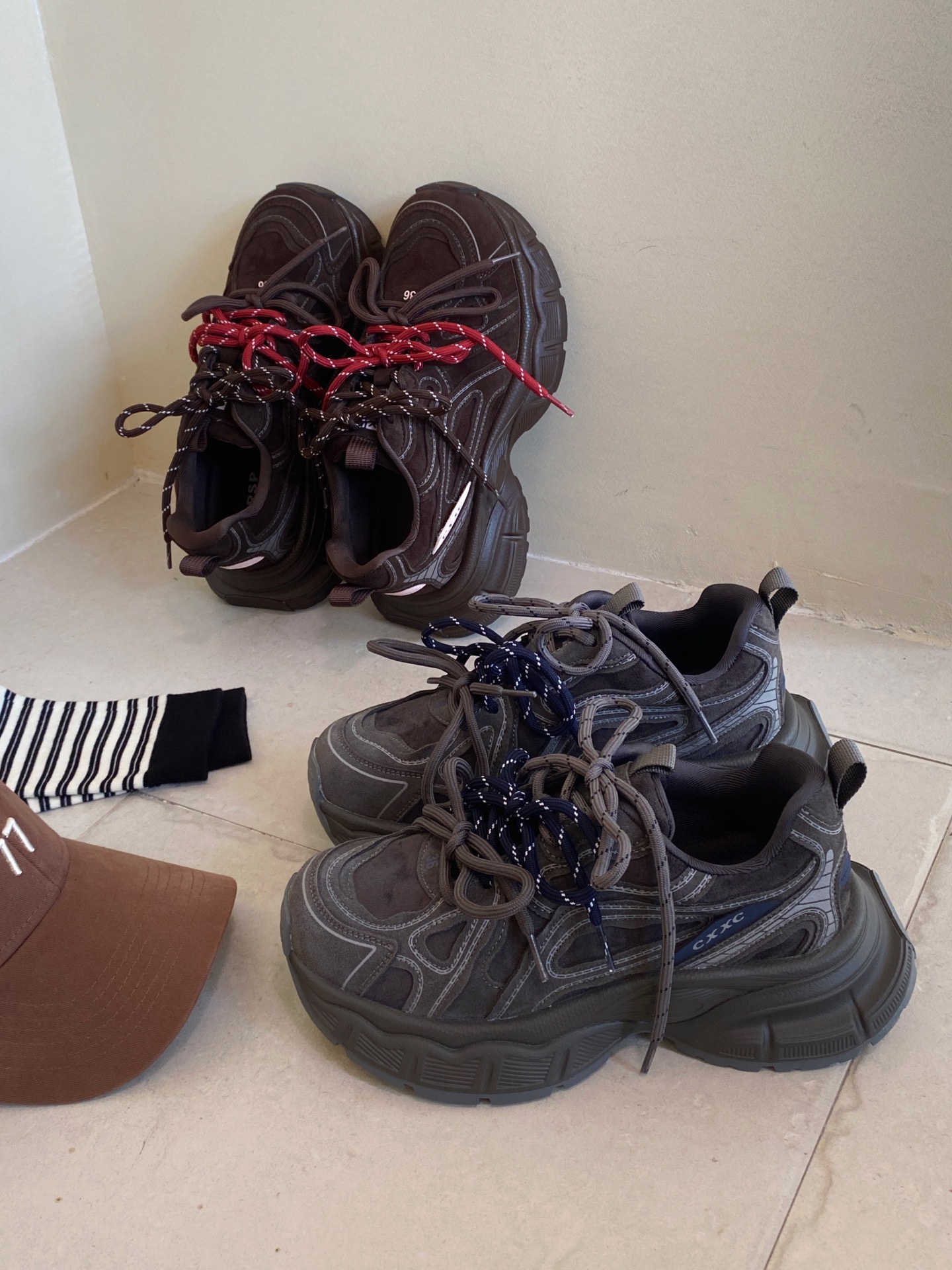 2025艾模儿.丫奢2672-20时尚设计感真皮厚底老爹鞋百搭中跟女鞋潮