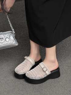 女鞋 2026夏新款 性感拖鞋 2厚底6CM高跟轻便包头一脚蹬时尚 有34 717