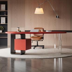 轻奢高级感实木异形1米6女士老板桌办公桌书桌2025新款设计师创意