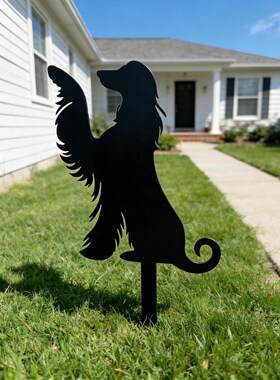 阿富汗猎犬铁艺剪影地插