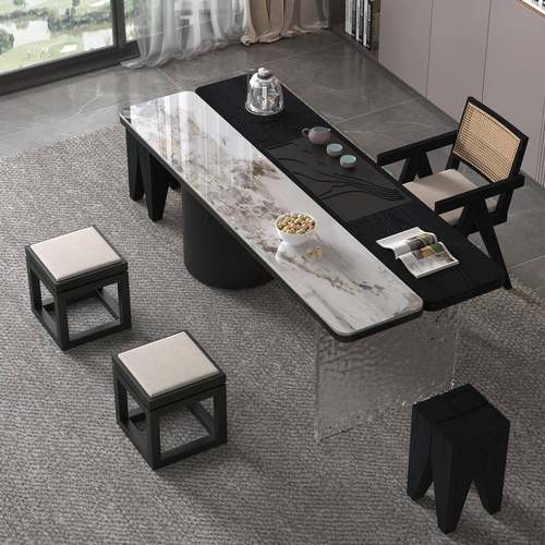 实木茶桌椅组合宋代风岩板家用客厅茶台桌烧水壶阳台办公室泡茶桌