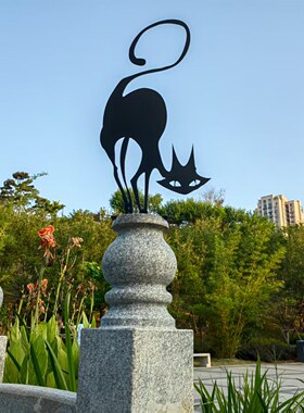 搞怪黑猫户外花园木桩装