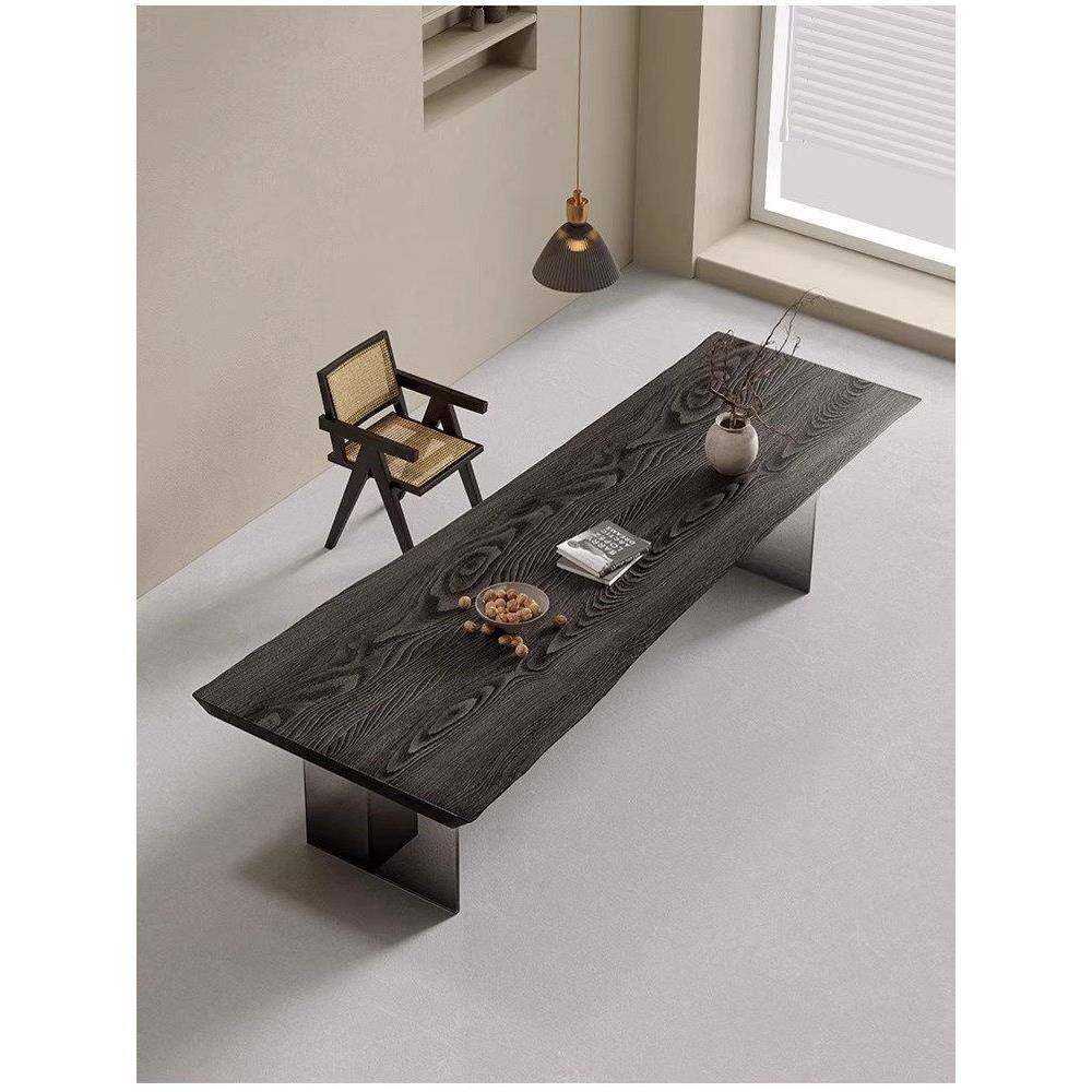 新中式实木茶桌黑色碳化大板餐桌亚克力渐变书桌茶台会议桌办公桌,住宅家具,岩板餐桌,淘宝优惠券,粉丝福利购,淘宝优惠卷