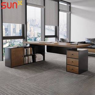 大板实木老板办公桌经理总裁大班台带侧柜台式电脑子桌防走光创意