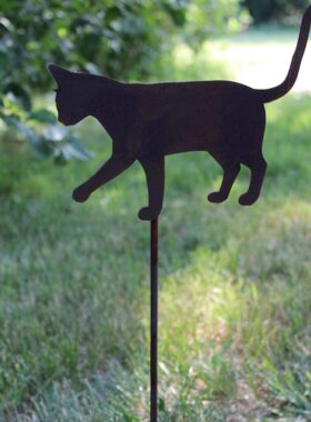 猫咪铁艺户外园艺花盆装饰庭院盆栽花插金属地插花盆插件15CM