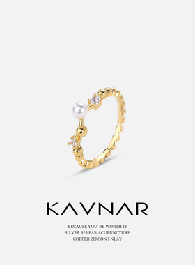 小清新锆石波浪线设计闭口指环戒指女小众轻奢食指戒大气女