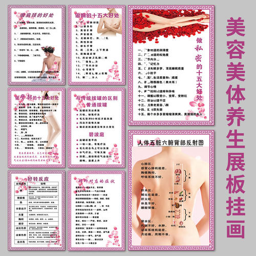 碧波庭做肩颈胸臀部私密好处宣传海报美容养生罐印五脏六腑KT展板
