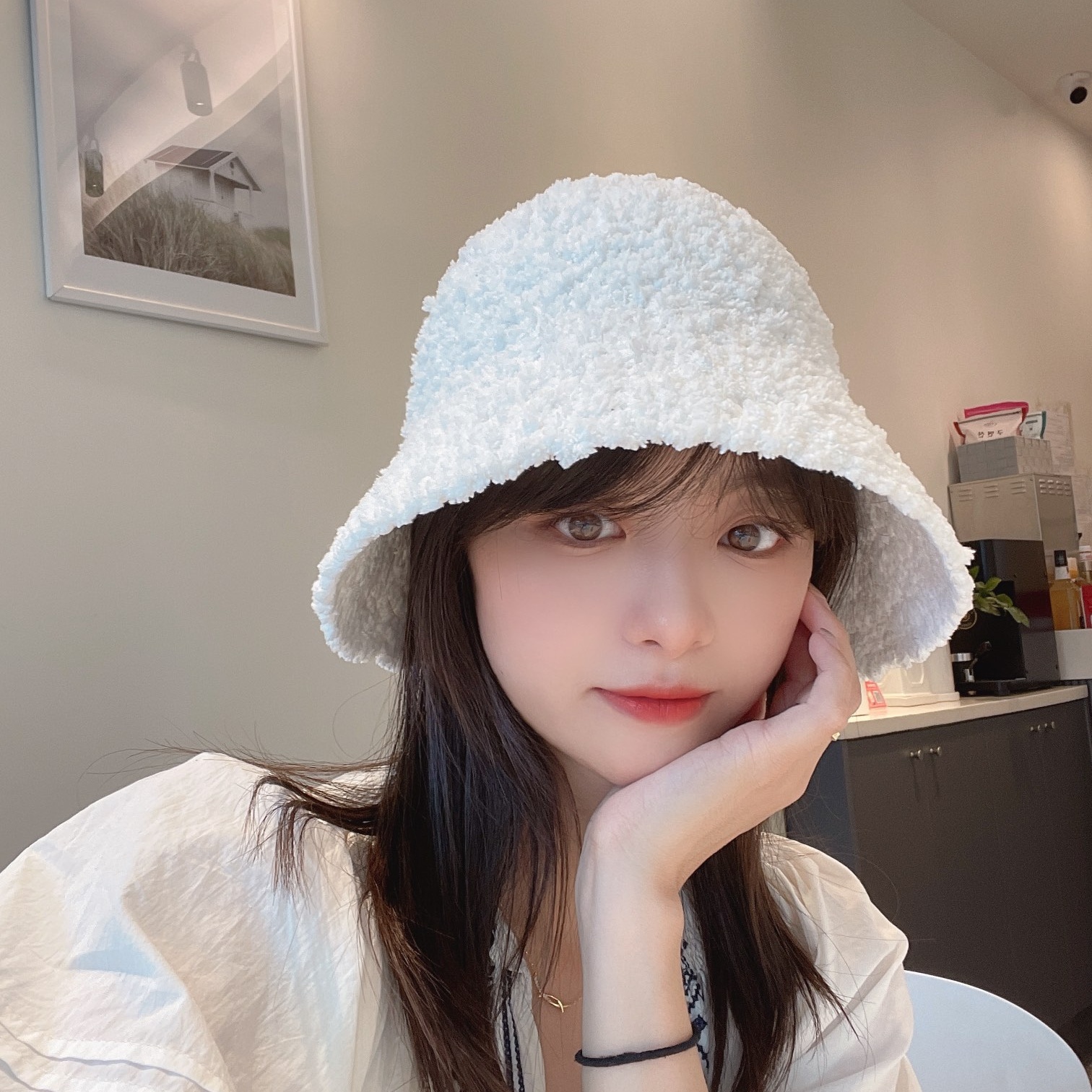 韩国代购秋冬季羊毛渔夫帽女2025新款净版洋气时尚渔夫帽加厚盆帽