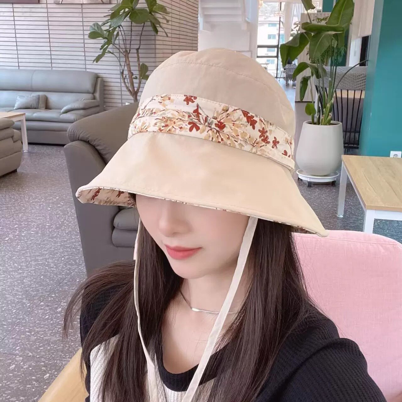 女士帽子夏秋韩国碎花显脸小渔夫帽遮阳防晒帽紫外线太阳帽26新款