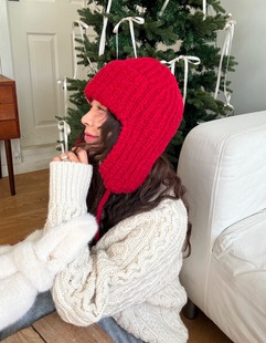 韩国东大门正品代购秋冬新时尚保暖法拉帽防风护耳针织飞行毛线帽