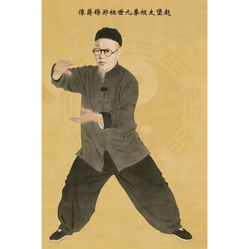 太极拳装饰画 赵堡太极拳十世祖郑锡爵彩色画像 太极拳馆装饰画