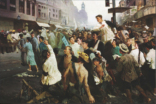 革命题材油画 红色展览馆装饰画 五卅运动油画 爱国运动油画