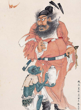 钟馗捉鬼图 福在眼前  民间装饰画 饭店居家装饰画