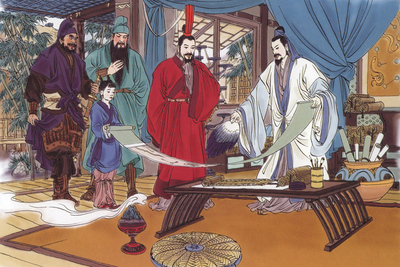 三国演义故事 诸葛亮隆中对 刘备三顾茅庐 三请诸葛亮饭店装饰画1