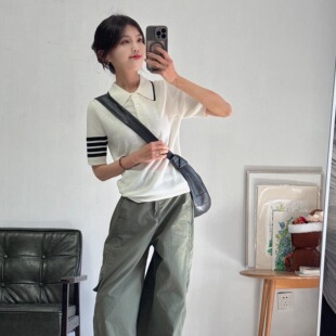 修身 美丽诺超弹TB四道杠上衣 显瘦polo上衣 永恒 经典