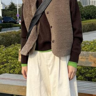 羊皮毛一体两穿小马甲 羊羔毛马甲 送包包