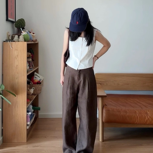 梨形遮肉神裤 咖色亚麻弯刀镰刀裤 重工亚麻弯刀裤 森林调色板