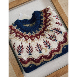 远方的岛 自制花纱羊毛费尔岛 经典费尔岛套头毛衣