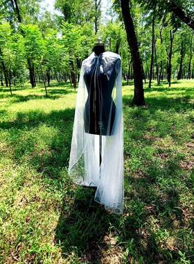 万圣节cosplay单层白色大帽子斗篷死神女巫网纱长披风舞会表演服