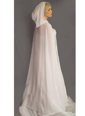 朦胧飘逸优美田园雪纺半透明披风带帽披肩公主长斗篷拍照雅致汉服