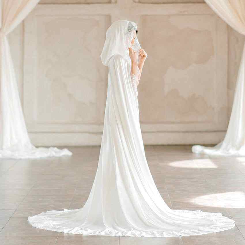 欧美万圣节披肩外贸薄款长风衣婚礼田园风格新娘蕾丝披风薄款斗篷