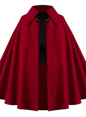 万圣节短款披风中世纪斗篷角色扮演cosplay舞台装咖啡色蓝色斗篷*