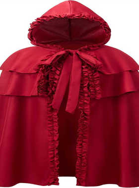 红色女巫披风万圣节服装成人连帽吸血鬼cosplay死神斗篷角色扮演*