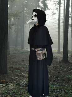 瘟疫医生SCP-049鸟嘴疫医斗篷黑色短款戴帽子披肩整套长衫医用包