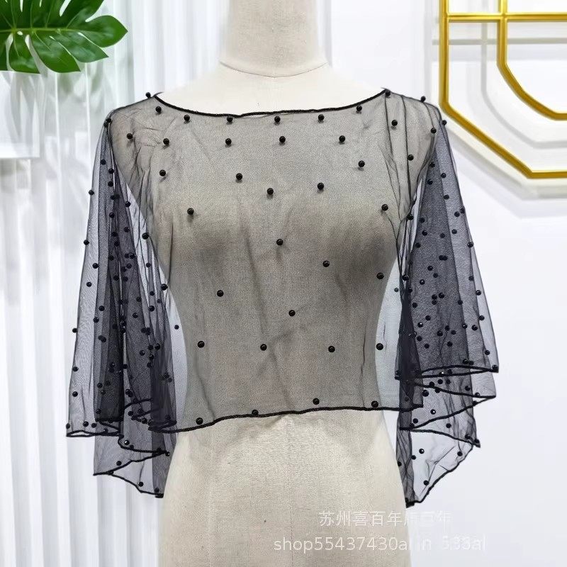 新娘婚纱配饰珍珠网纱披肩短款套头斗篷透明罩衫白色黑色披肩配饰,服饰配件/皮带/帽子/围巾,围巾/丝巾/披肩,淘宝优惠券,粉丝福利购,淘宝优惠卷