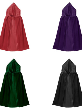 万圣节角色扮演cos披风男女儿童连帽斗篷舞台表演派对服装薄斗篷*