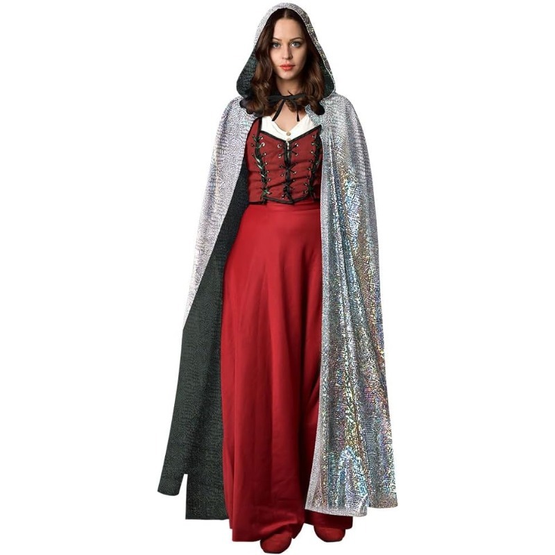 新款欧美万圣节服装连帽系带斗篷