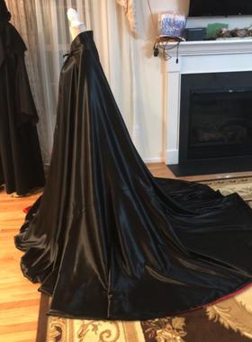 2023长款斗篷双层里子无帽领子款式披肩圣诞节舞会御寒系带披风