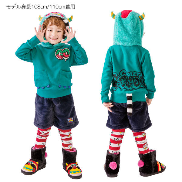 日本【21秋冬】【潮牌】crazy gogo童装 小怪兽连帽卫衣毛圈帽衫