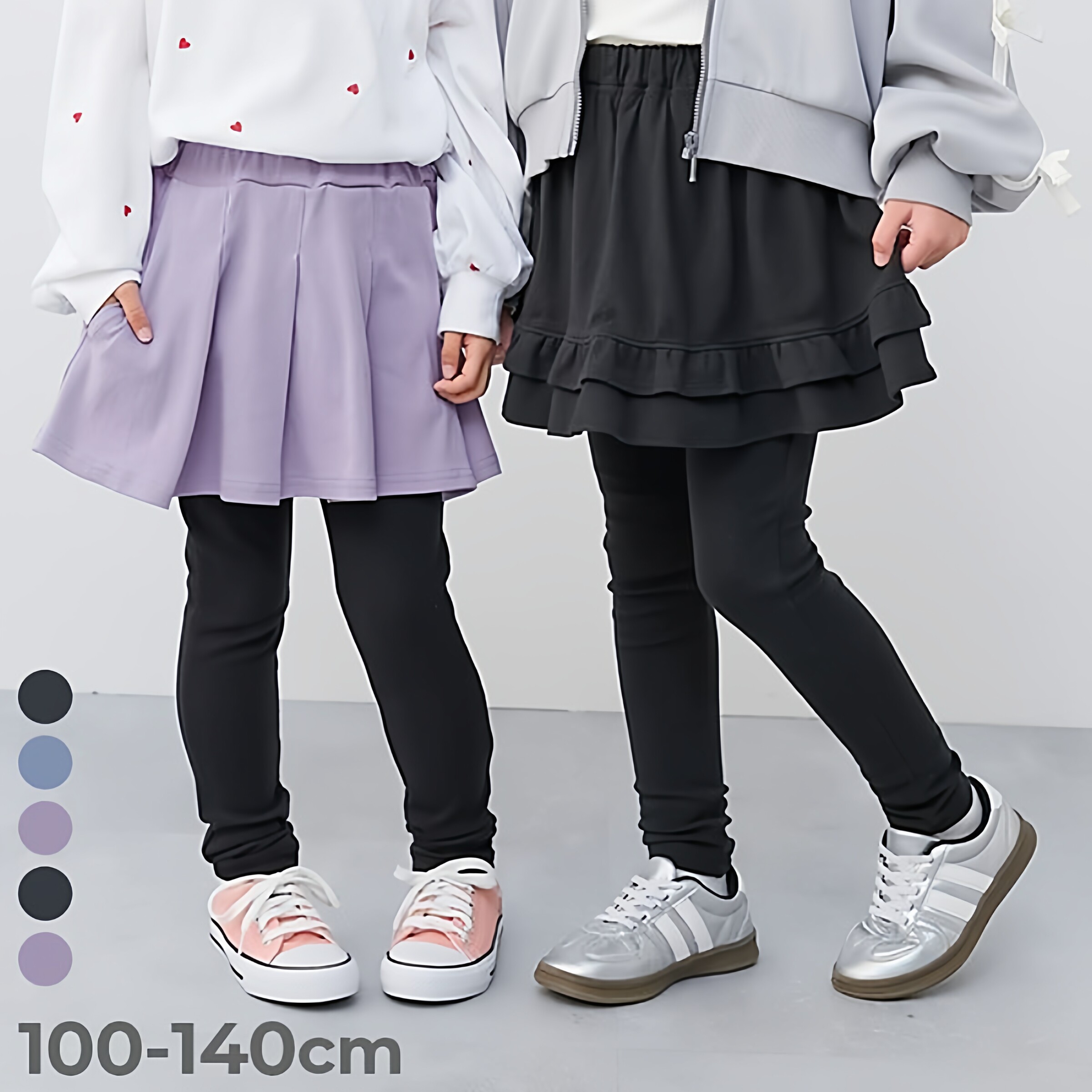 日本 devirock 2026春女童松紧腰包腿弹力休闲打底裤运动百褶裙裤