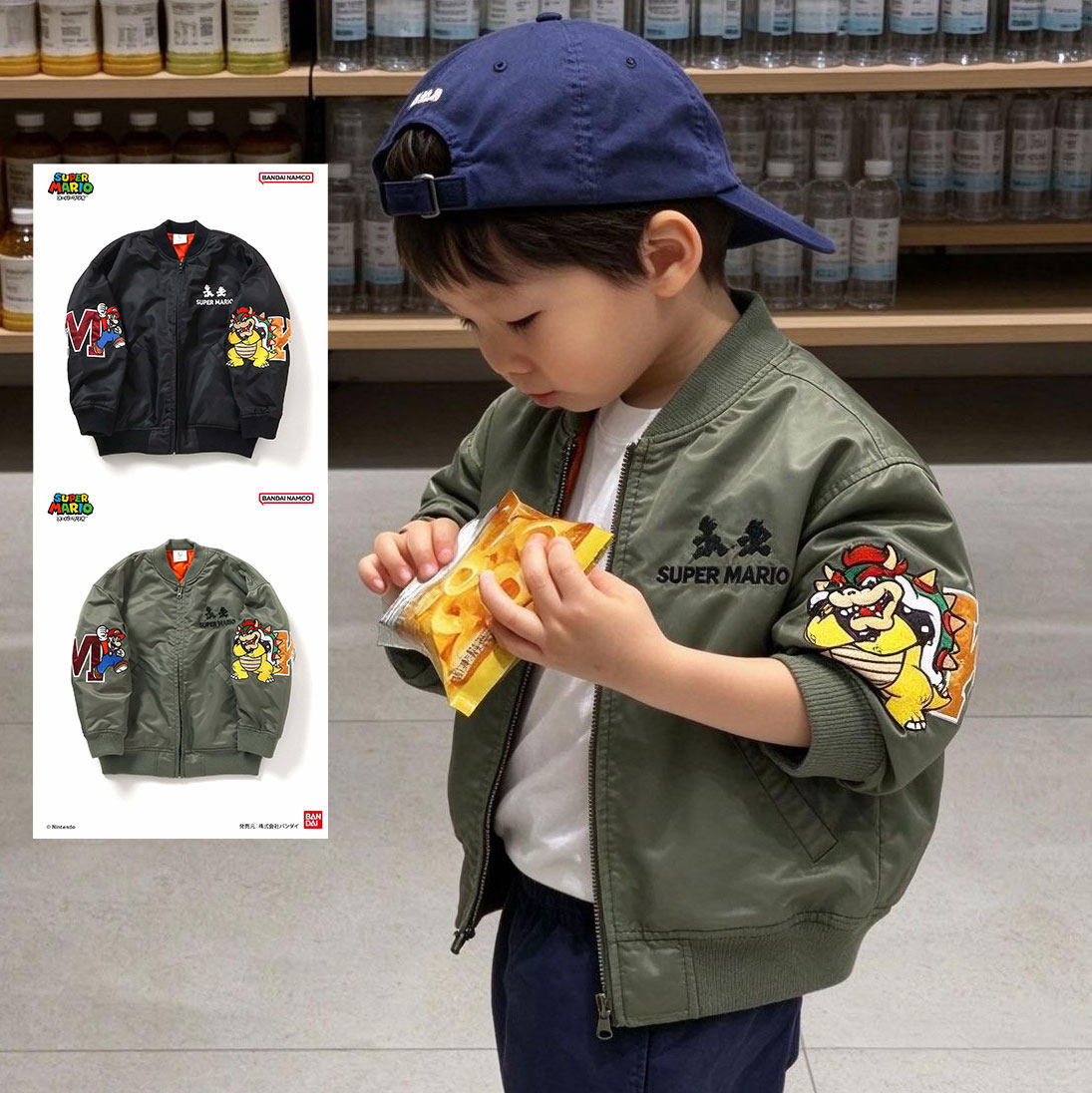 日本 BREEZE 2026秋儿童超级马里奥兄弟机车服棒球服外套夹克棉服